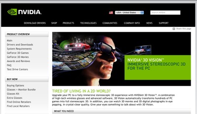 NVIDIA commercialise un logiciel qui permet de jouer à des jeux vidéo en stéréoscopie