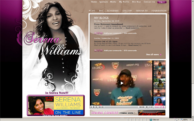 Cyber Génération réalise le nouveau site de Serena Williams