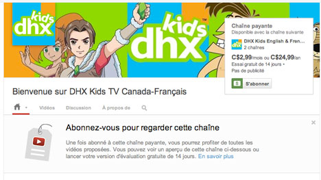 DHX Media va lancer trois chaînes payantes familiales pour YouTube