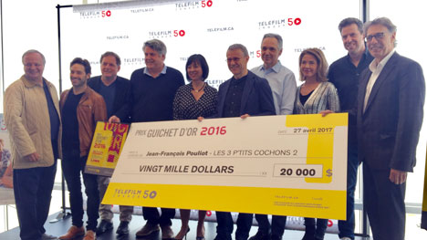 Téléfilm Canada remet le prix Guichet d’or 2016 au réalisateur et aux scénaristes du film « Les 3 p’tits cochons 2 » 